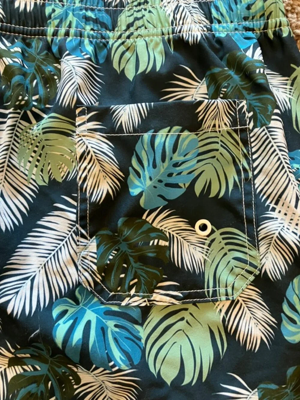 Mens 2XL Swim Trunks Bundle Tropical Palm Ombre Blue Pink Tie Waist Board Shorts